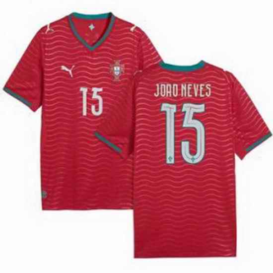 Men 15 Portugal Joao Neves Home Replica Jersey   1